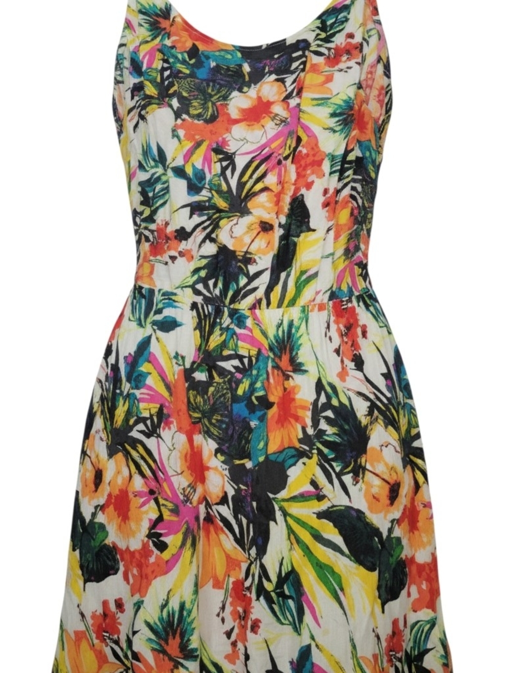 Tropical Floral Sleeveless Dress in Multi-Color - Size S